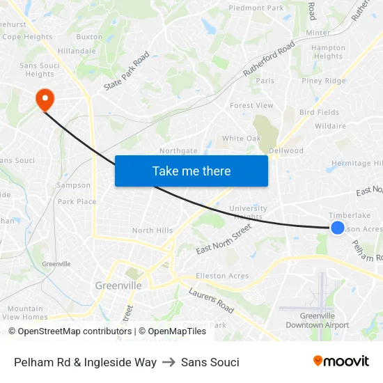 Pelham Rd & Ingleside Way to Sans Souci map