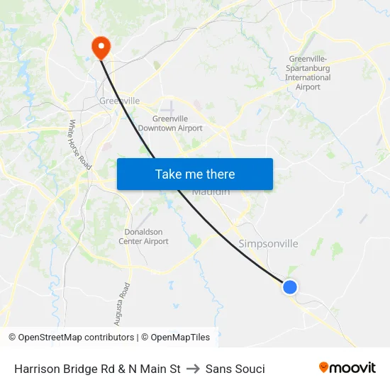 Harrison Bridge Rd & N Main St to Sans Souci map