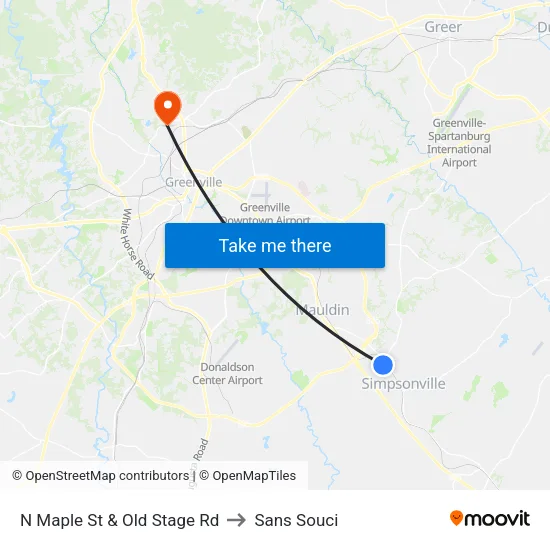 N Maple St & Old Stage Rd to Sans Souci map