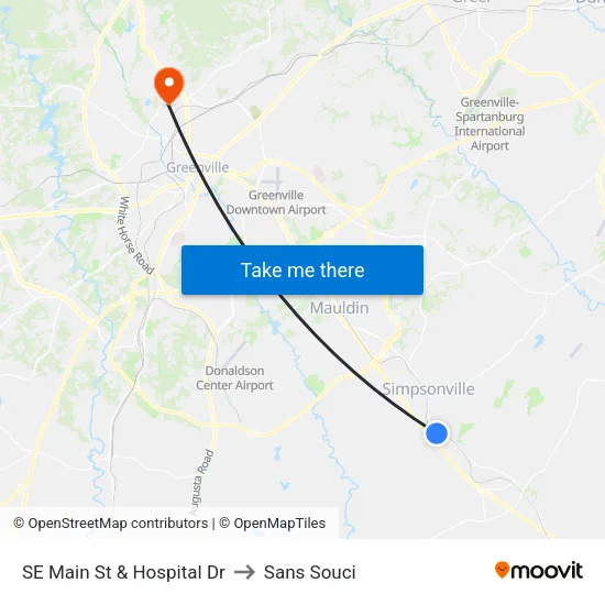 SE Main St & Hospital Dr to Sans Souci map