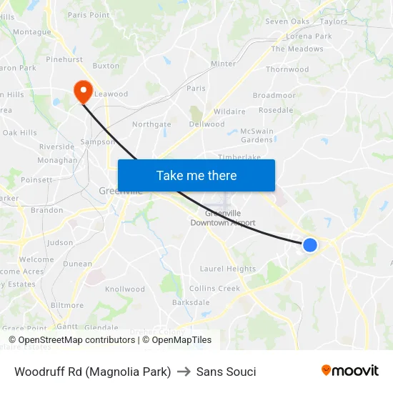 Woodruff Rd (Magnolia Park) to Sans Souci map