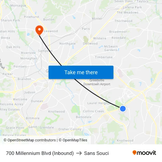 700 Millennium Blvd (Inbound) to Sans Souci map
