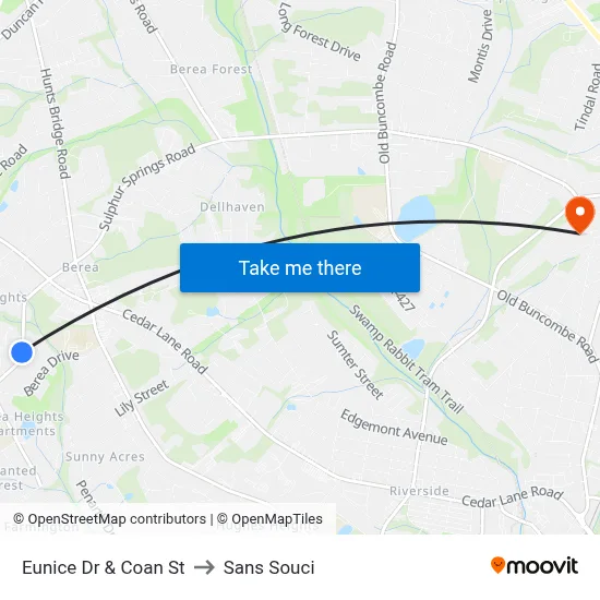 Eunice Dr & Coan St to Sans Souci map
