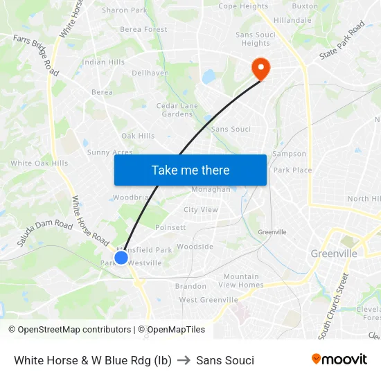 White Horse & W Blue Rdg (Ib) to Sans Souci map