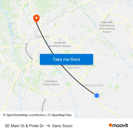 SE Main St & Pride Dr to Sans Souci map