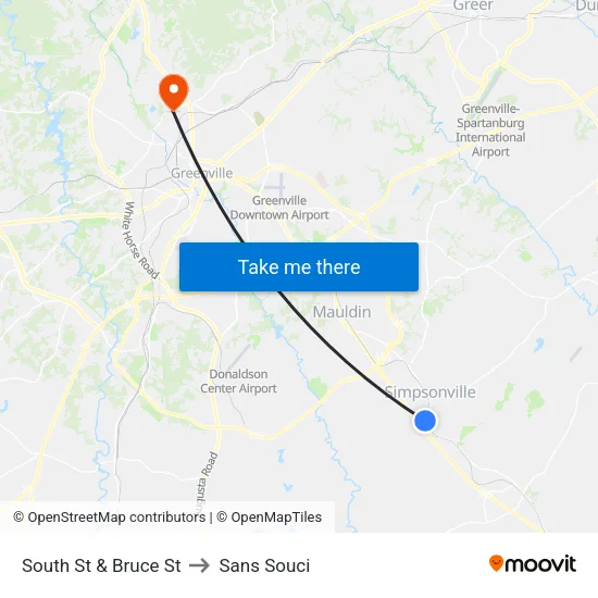 South St & Bruce St to Sans Souci map