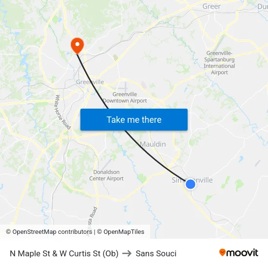 N Maple St & W Curtis St (Ob) to Sans Souci map