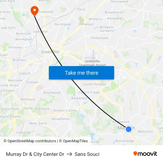 Murray Dr & City Center Dr to Sans Souci map