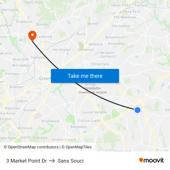 3 Market Point Dr to Sans Souci map