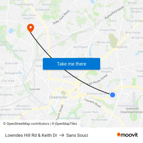 Lowndes Hill Rd & Keith Dr to Sans Souci map