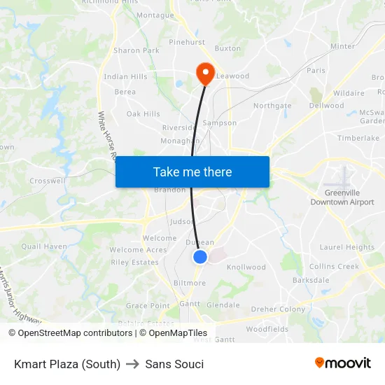 Kmart Plaza (South) to Sans Souci map