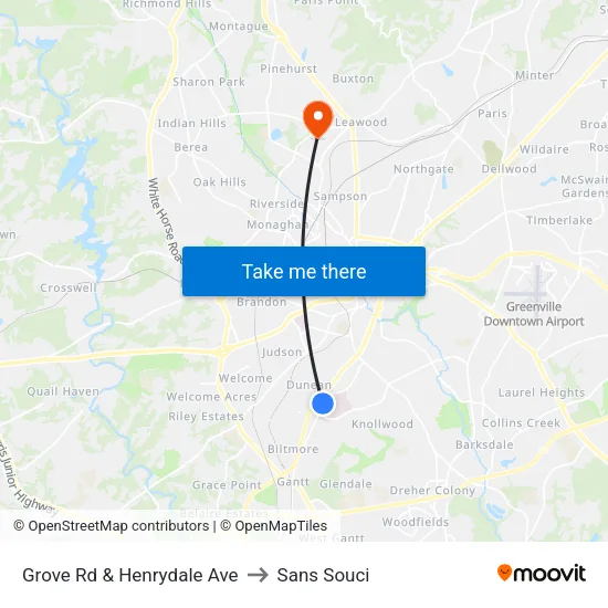 Grove Rd & Henrydale Ave to Sans Souci map