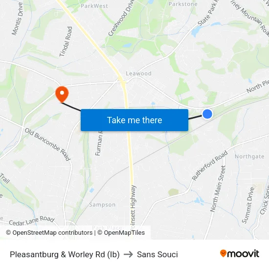 Pleasantburg & Worley Rd (Ib) to Sans Souci map