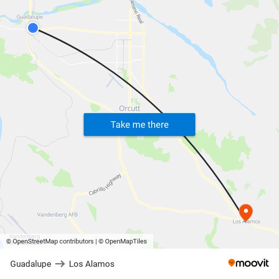 Guadalupe to Los Alamos map