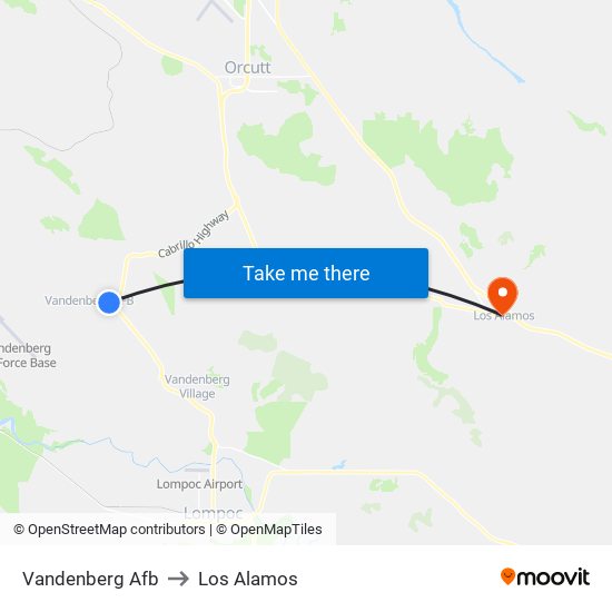 Vandenberg Afb to Los Alamos map