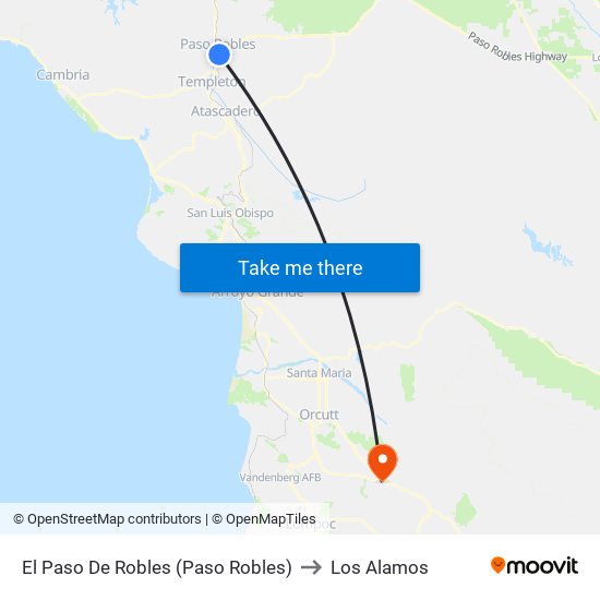 El Paso De Robles (Paso Robles) to Los Alamos map