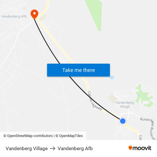 Vandenberg Village to Vandenberg Afb map