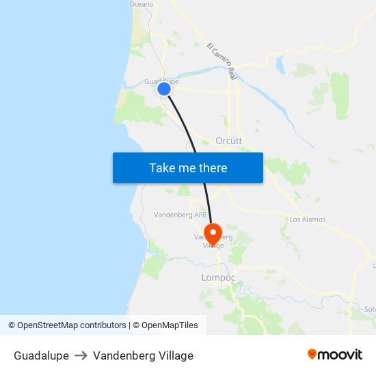 Guadalupe to Vandenberg Village map