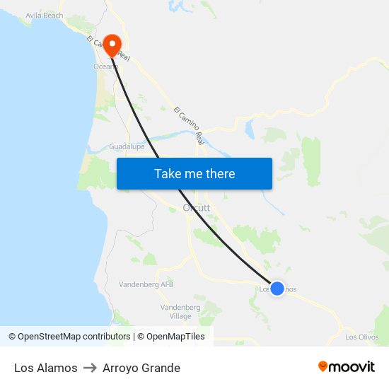 Los Alamos to Arroyo Grande map