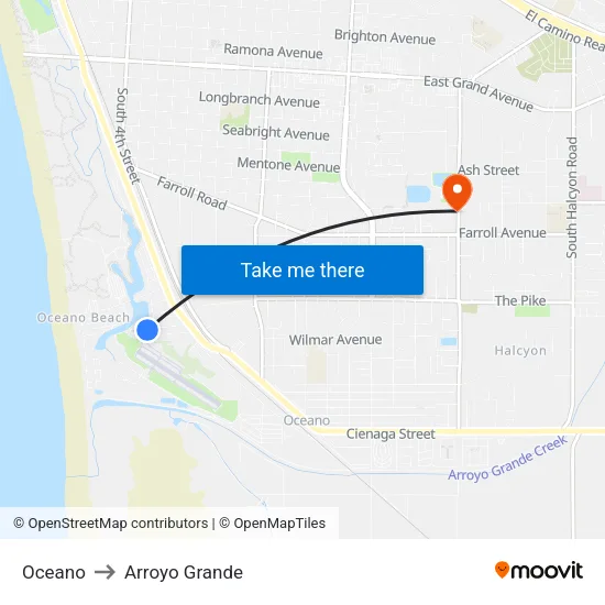 Oceano to Arroyo Grande map