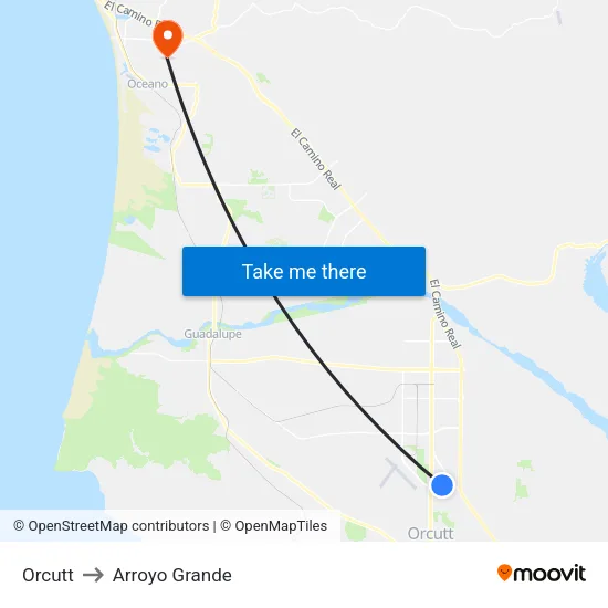 Orcutt to Arroyo Grande map