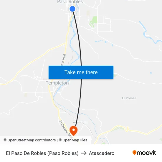 El Paso De Robles (Paso Robles) to Atascadero map