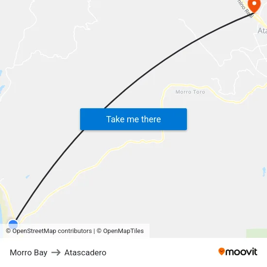 Morro Bay to Atascadero map
