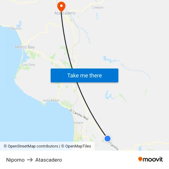 Nipomo to Atascadero map