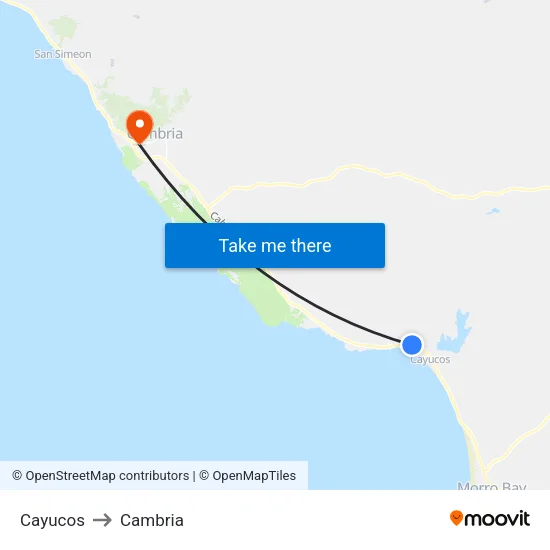 Cayucos to Cambria map