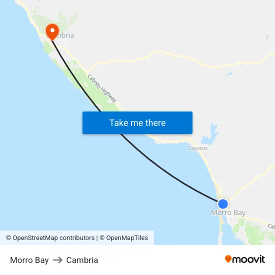 Morro Bay to Cambria map