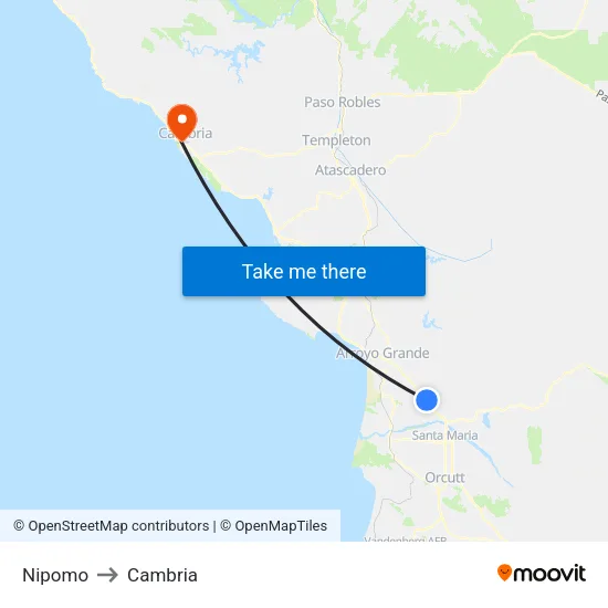 Nipomo to Cambria map