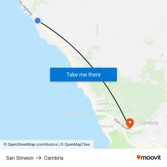 San Simeon to Cambria map