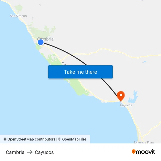 Cambria to Cayucos map