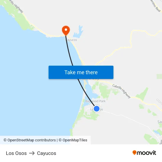 Los Osos to Cayucos map