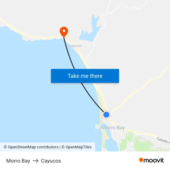Morro Bay to Cayucos map