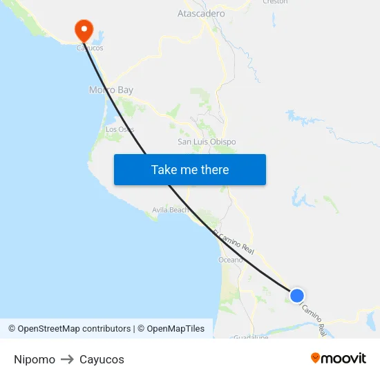 Nipomo to Cayucos map