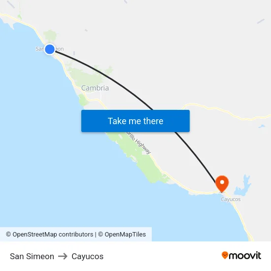 San Simeon to Cayucos map