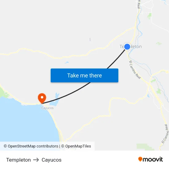 Templeton to Cayucos map