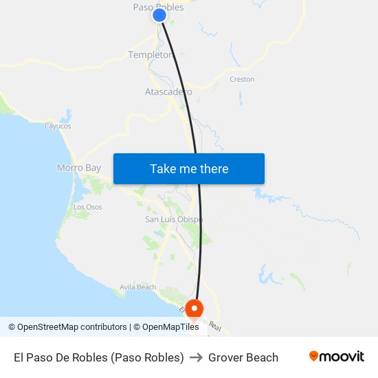 El Paso De Robles (Paso Robles) to Grover Beach map