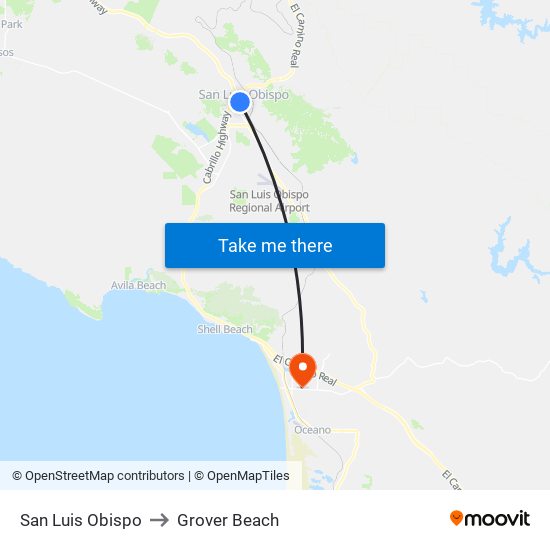 San Luis Obispo to Grover Beach map