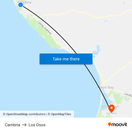 Cambria to Los Osos map