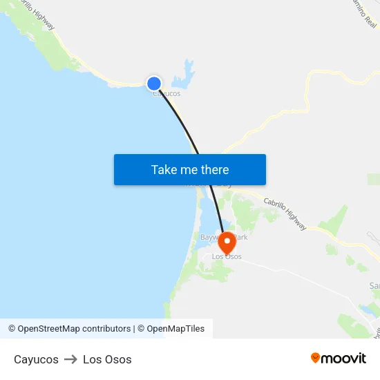 Cayucos to Los Osos map