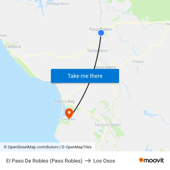 El Paso De Robles (Paso Robles) to Los Osos map