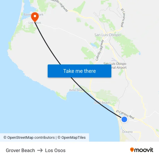 Grover Beach to Los Osos map