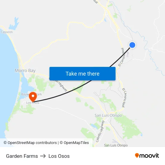 Garden Farms to Los Osos map