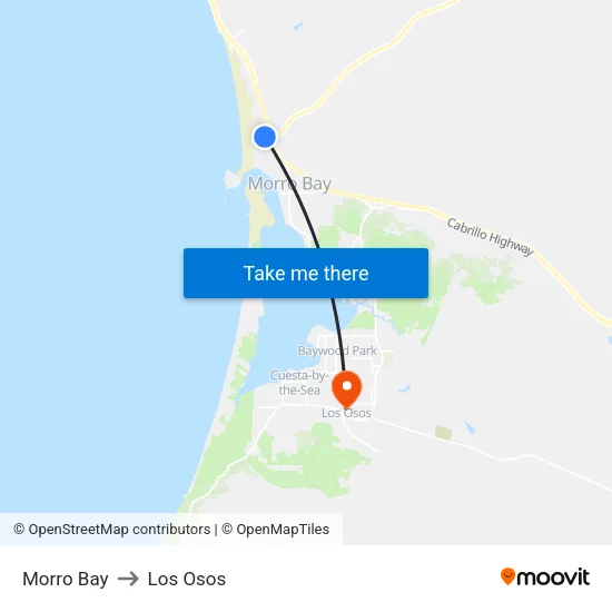 Morro Bay to Los Osos map