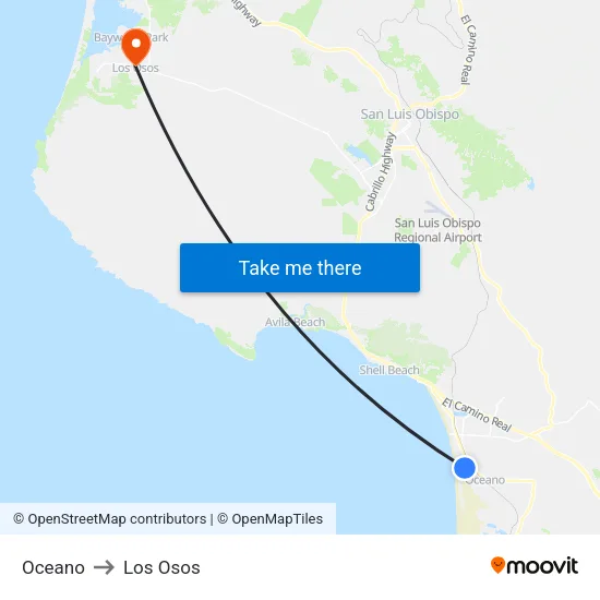 Oceano to Los Osos map