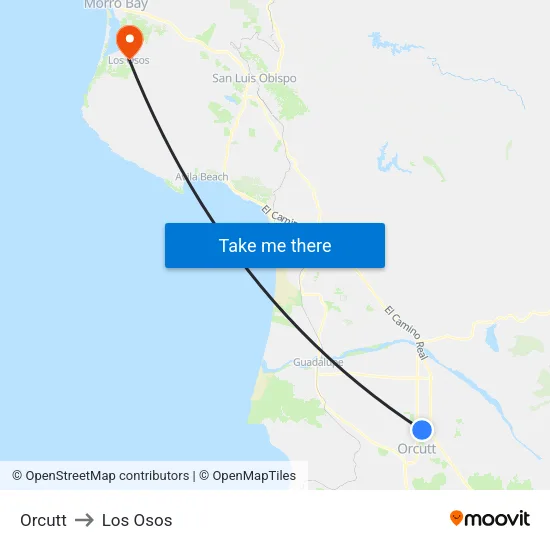 Orcutt to Los Osos map