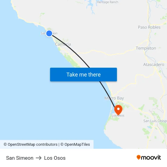 San Simeon to Los Osos map