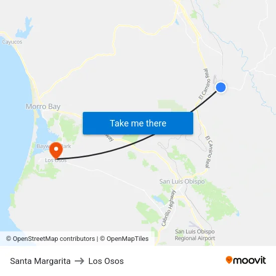 Santa Margarita to Los Osos map